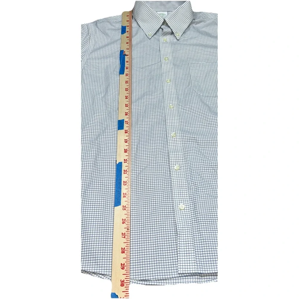 Brooks Brothers Milano Fit Small Check Button Down Men's 16-38 Navy/White Supima